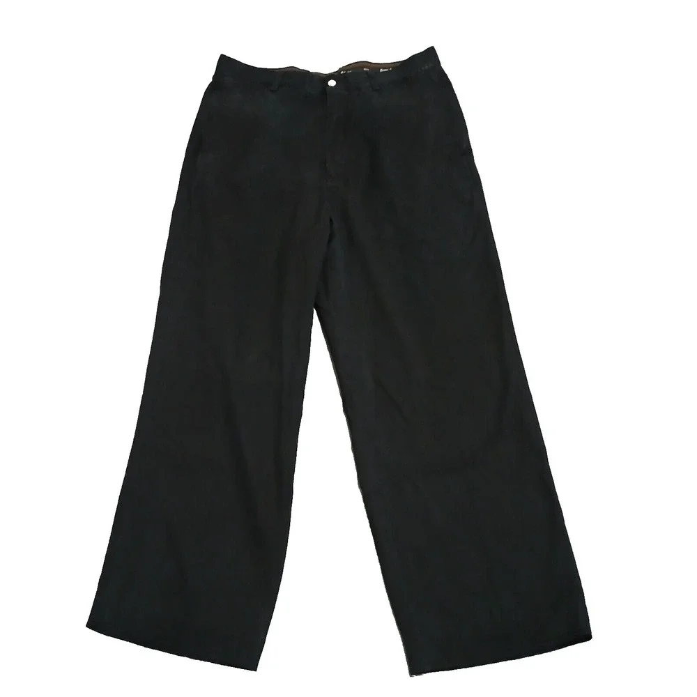 Tommy Bahama Relax 100% Silk Men's 34x28 Black Pleated Chino Pants Preppy Casual